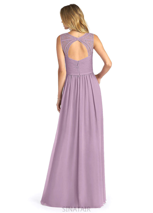 Kailee Sleeveless A-Line/Princess Scoop Natural Waist Floor Length Bridesmaid Dresses