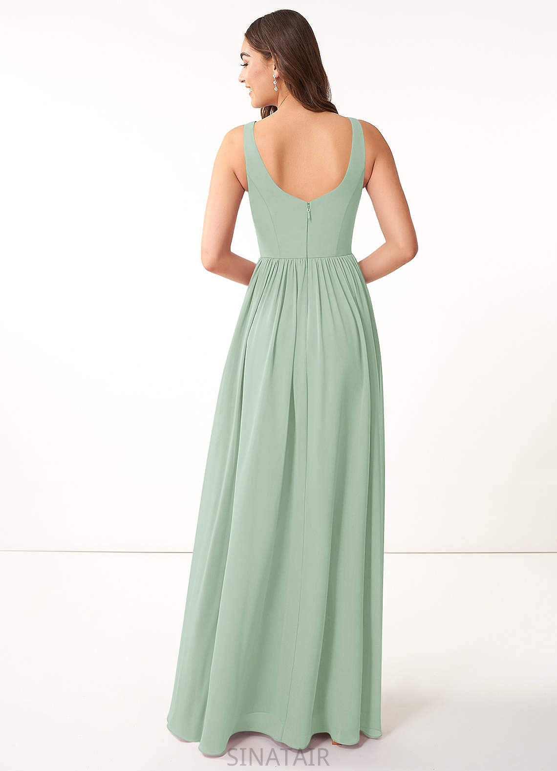 Yasmin Sleeveless Floor Length A-Line/Princess Scoop Natural Waist Bridesmaid Dresses