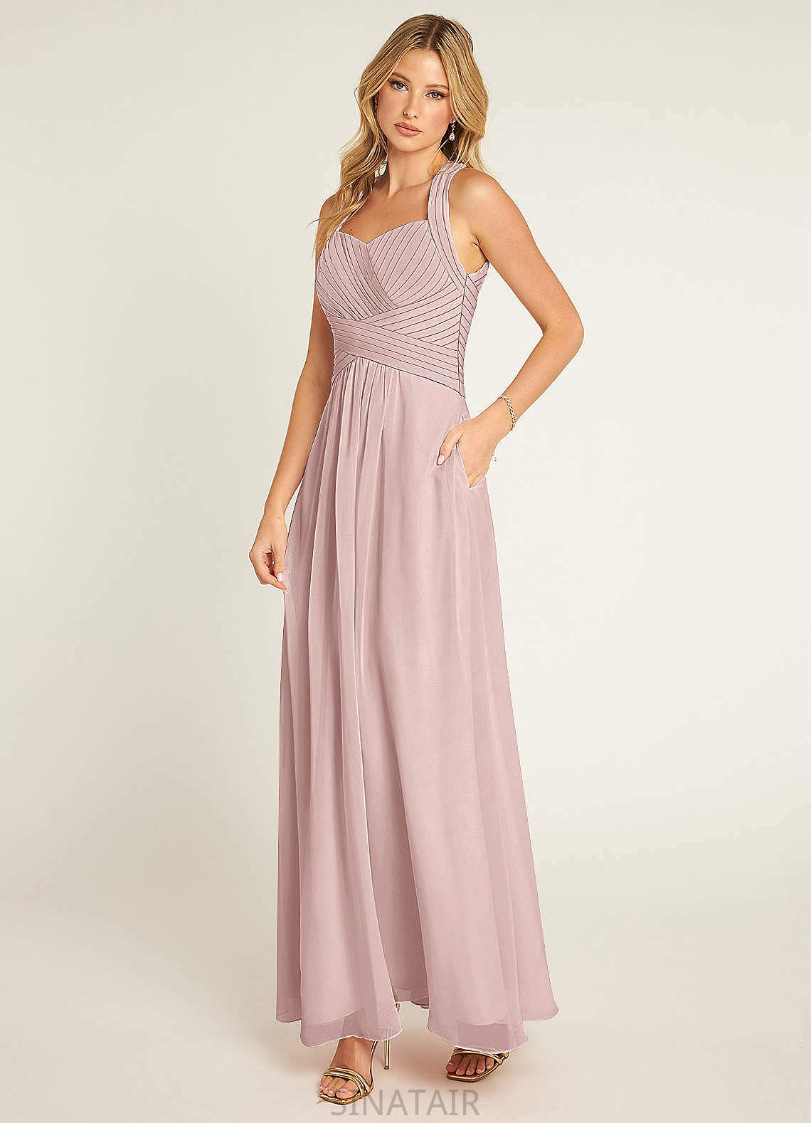 Dylan Sleeveless Floor Length A-Line/Princess Natural Waist Scoop Bridesmaid Dresses