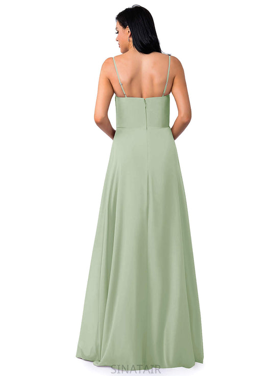 Lucille A-Line/Princess Spaghetti Staps Floor Length Natural Waist Sleeveless Bridesmaid Dresses