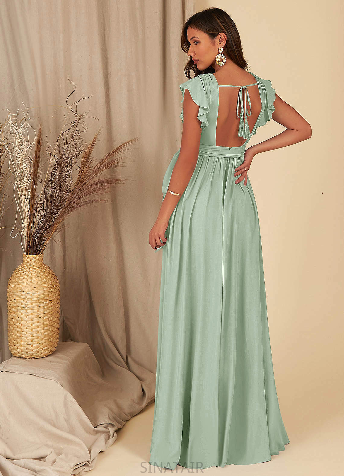 Ireland Trumpet/Mermaid Straps Natural Waist Floor Length Sleeveless Bridesmaid Dresses