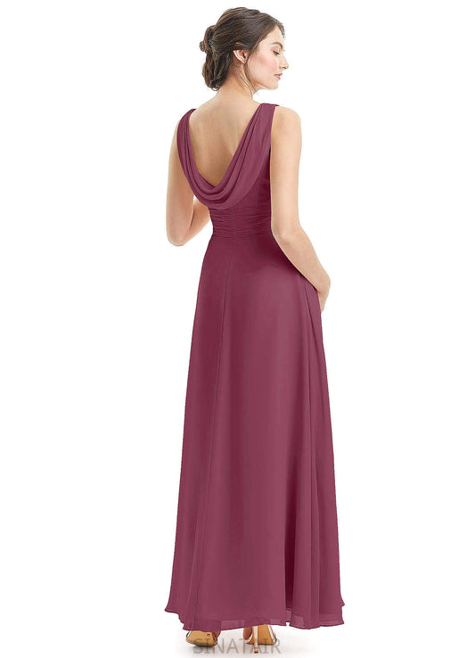 Olive Natural Waist Sleeveless V-Neck A-Line/Princess Floor Length Bridesmaid Dresses