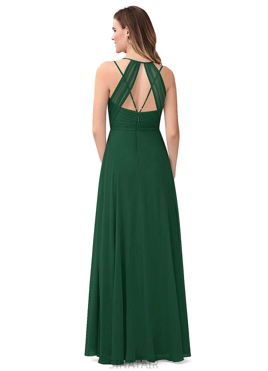 Carla A-Line/Princess Halter Natural Waist Floor Length Sleeveless Bridesmaid Dresses