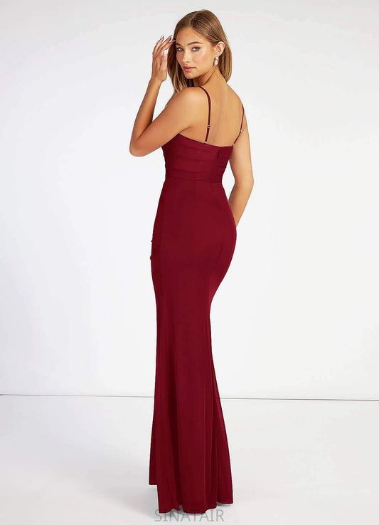 Maisie Spaghetti Staps Natural Waist Floor Length A-Line/Princess Sleeveless Bridesmaid Dresses