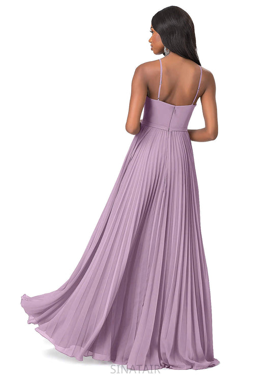 Marlie Spaghetti Staps Floor Length Sleeveless Natural Waist Trumpet/Mermaid Bridesmaid Dresses