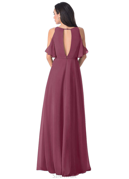 Eleanor Sleeveless Spaghetti Staps A-Line/Princess Natural Waist Tea Length Bridesmaid Dresses