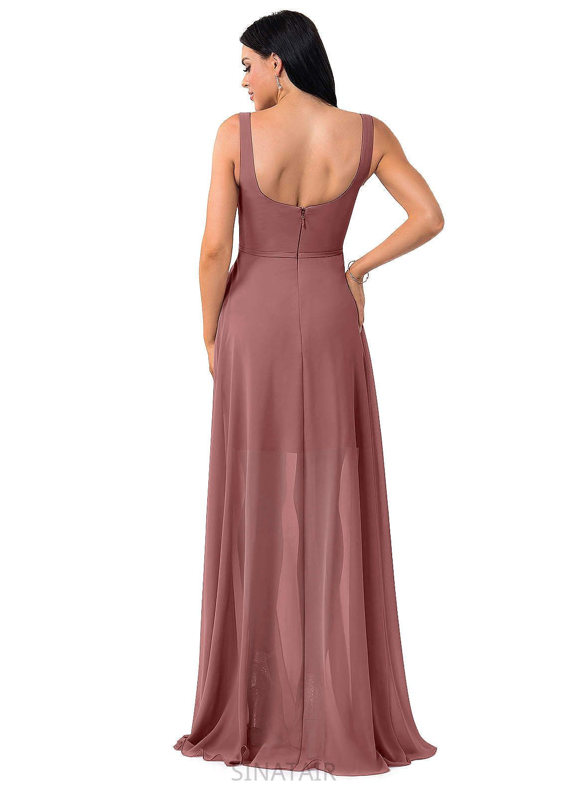 Dominique Floor Length A-Line/Princess Sleeveless V-Neck Natural Waist Bridesmaid Dresses