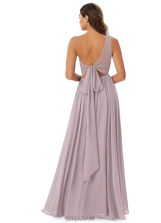 Mina Sleeveless A-Line/Princess Natural Waist V-Neck Floor Length Bridesmaid Dresses