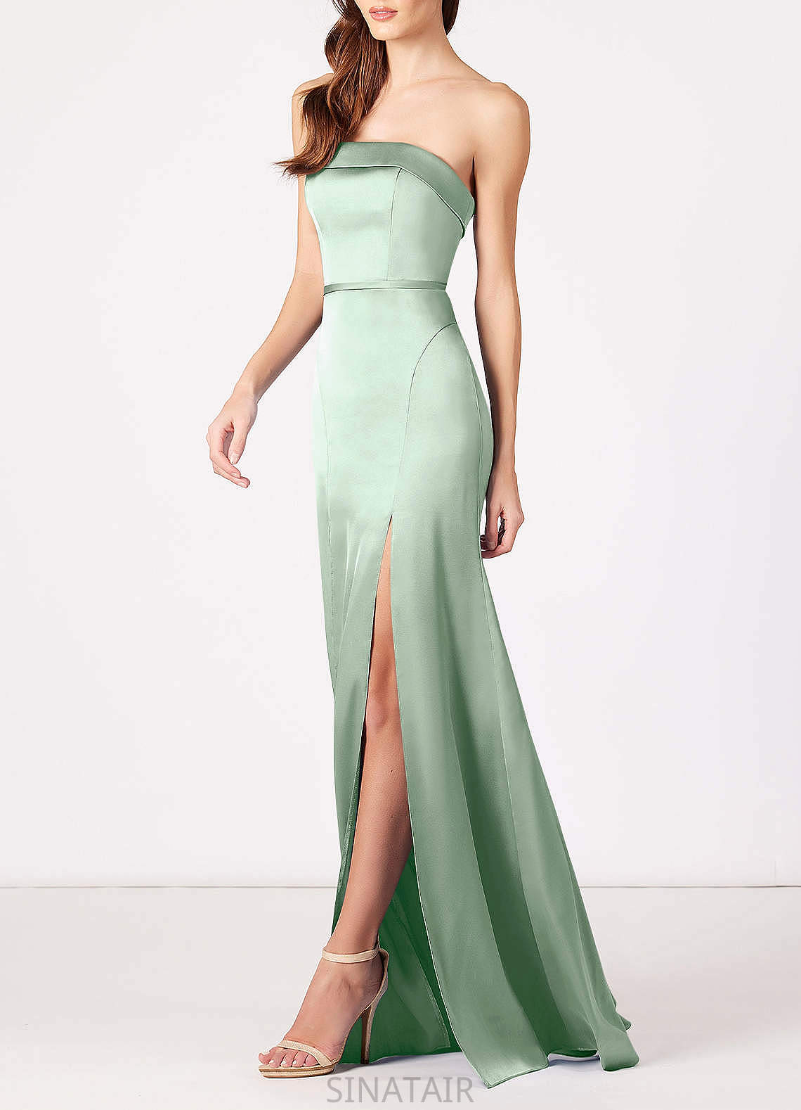 Rose A-Line/Princess Natural Waist V-Neck Floor Length Sleeveless Bridesmaid Dresses