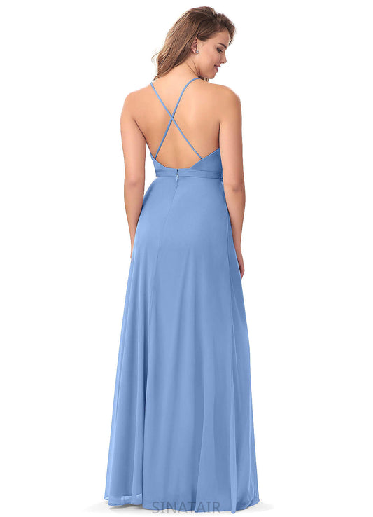 Sierra Spaghetti Staps Sleeveless Floor Length Natural Waist A-Line/Princess Bridesmaid Dresses