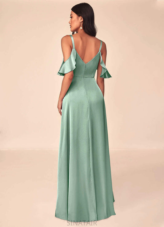 Laylah Natural Waist Straps Sleeveless Trumpet/Mermaid Floor Length Satin Bridesmaid Dresses