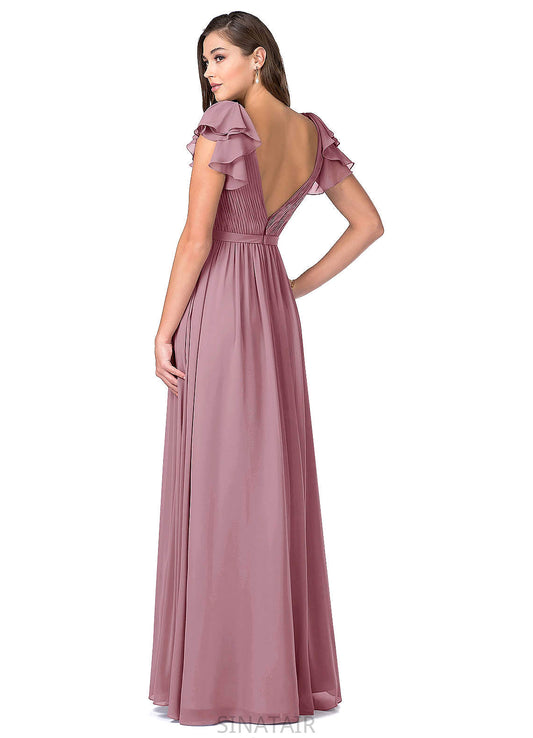 Savanna A-Line/Princess Natural Waist Floor Length Scoop Sleeveless Bridesmaid Dresses