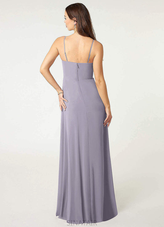 Jocelyn A-Line/Princess Natural Waist Spaghetti Staps Sleeveless Floor Length Bridesmaid Dresses