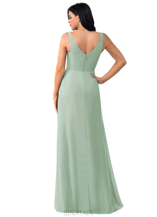 Kate Floor Length Natural Waist A-Line/Princess Sleeveless Spaghetti Staps Bridesmaid Dresses