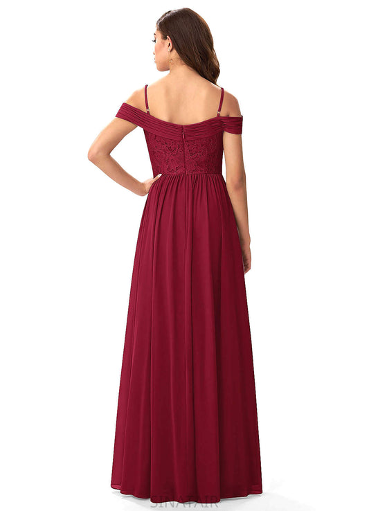 Bria Spaghetti Staps Sleeveless Floor Length Natural Waist A-Line/Princess Bridesmaid Dresses