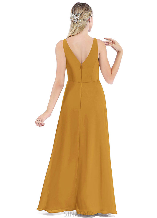 Hanna Sleeveless Natural Waist A-Line/Princess Spaghetti Staps Floor Length Bridesmaid Dresses