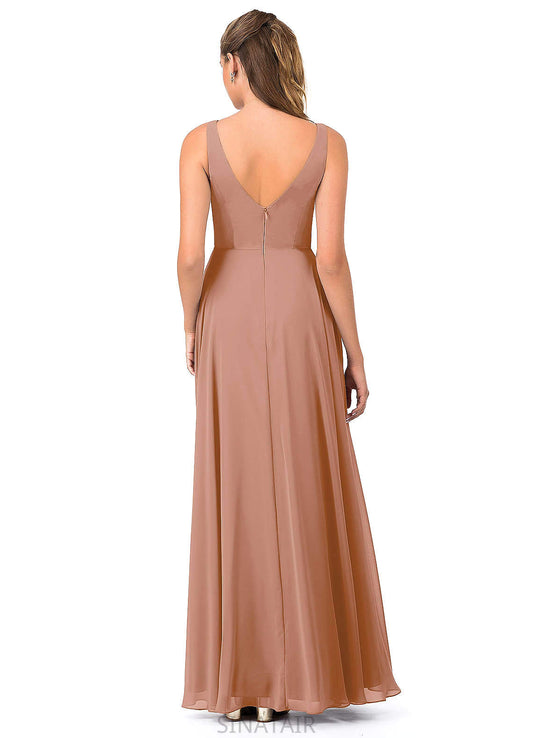 Alula Floor Length Natural Waist Sleeveless Sheath/Column Spandex V-Neck Bridesmaid Dresses