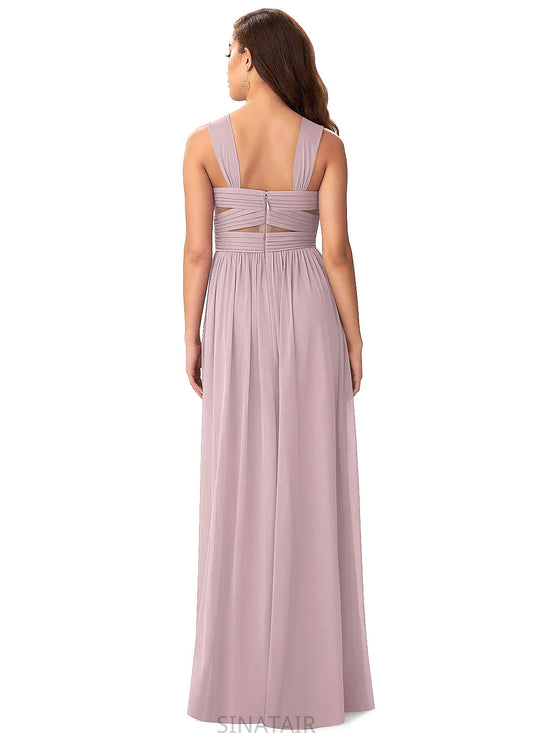 Minnie Natural Waist Spaghetti Staps A-Line/Princess Floor Length Sleeveless Bridesmaid Dresses