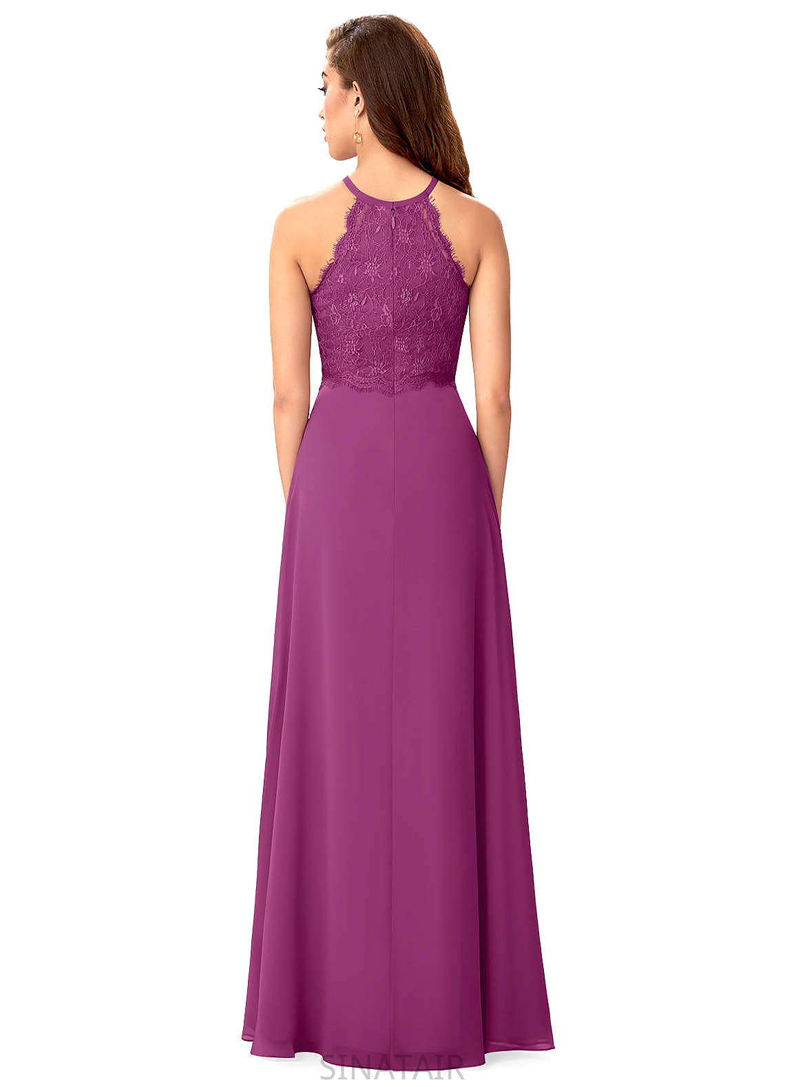 Abagail Floor Length V-Neck A-Line/Princess Natural Waist Sleeveless Spaghetti Staps Bridesmaid Dresses