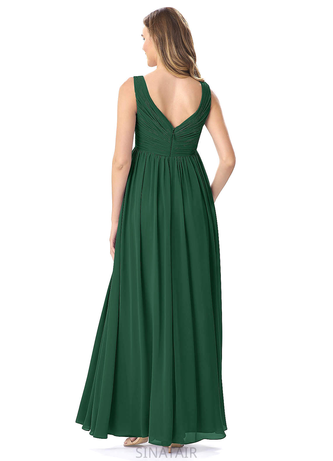 Kenley V-Neck A-Line/Princess Natural Waist Floor Length Sleeveless Bridesmaid Dresses