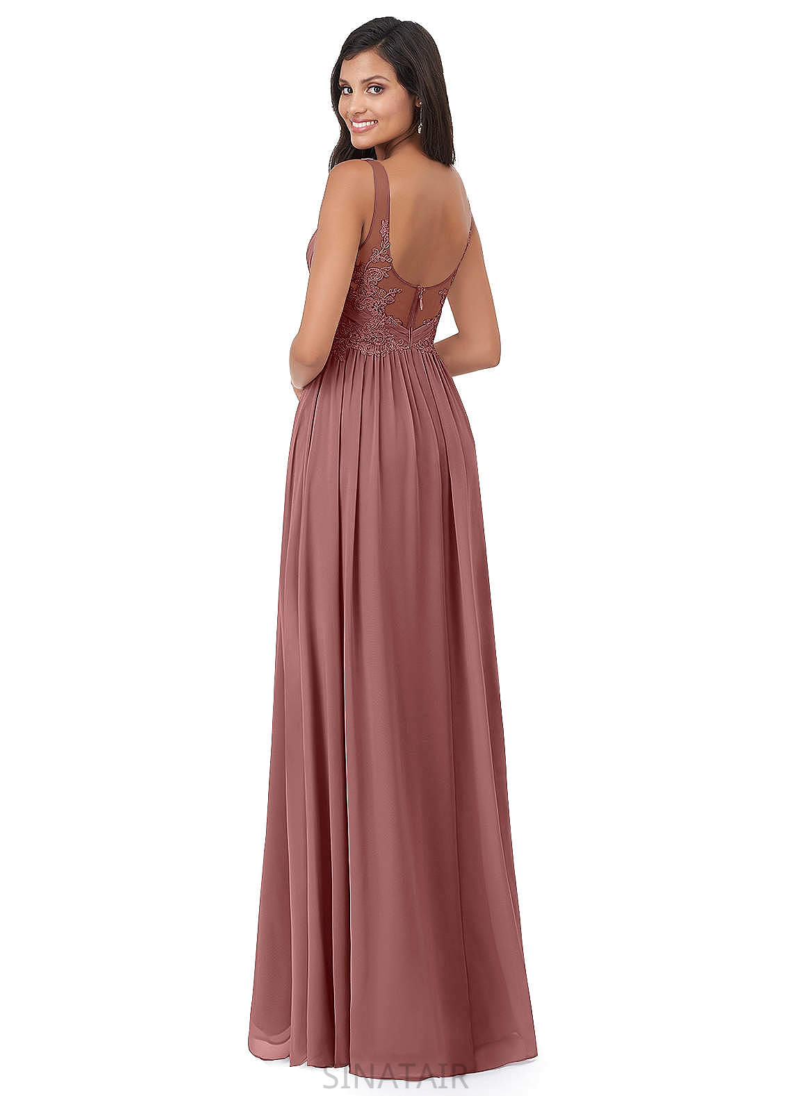 Rayna Natural Waist Sleeveless V-Neck Floor Length A-Line/Princess Bridesmaid Dresses