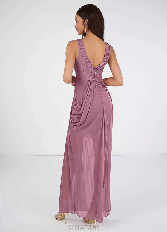 Logan Sleeveless Natural Waist A-Line/Princess Floor Length Spaghetti Staps Bridesmaid Dresses