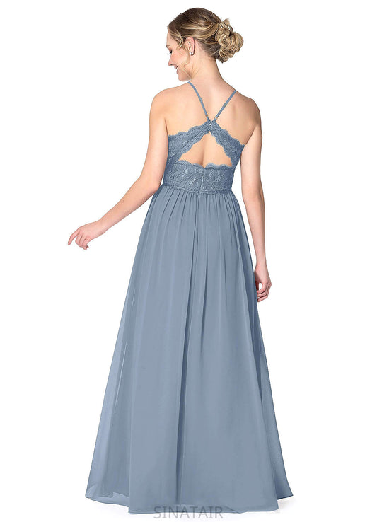 Bella A-Line/Princess V-Neck Floor Length Sleeveless Natural Waist Bridesmaid Dresses