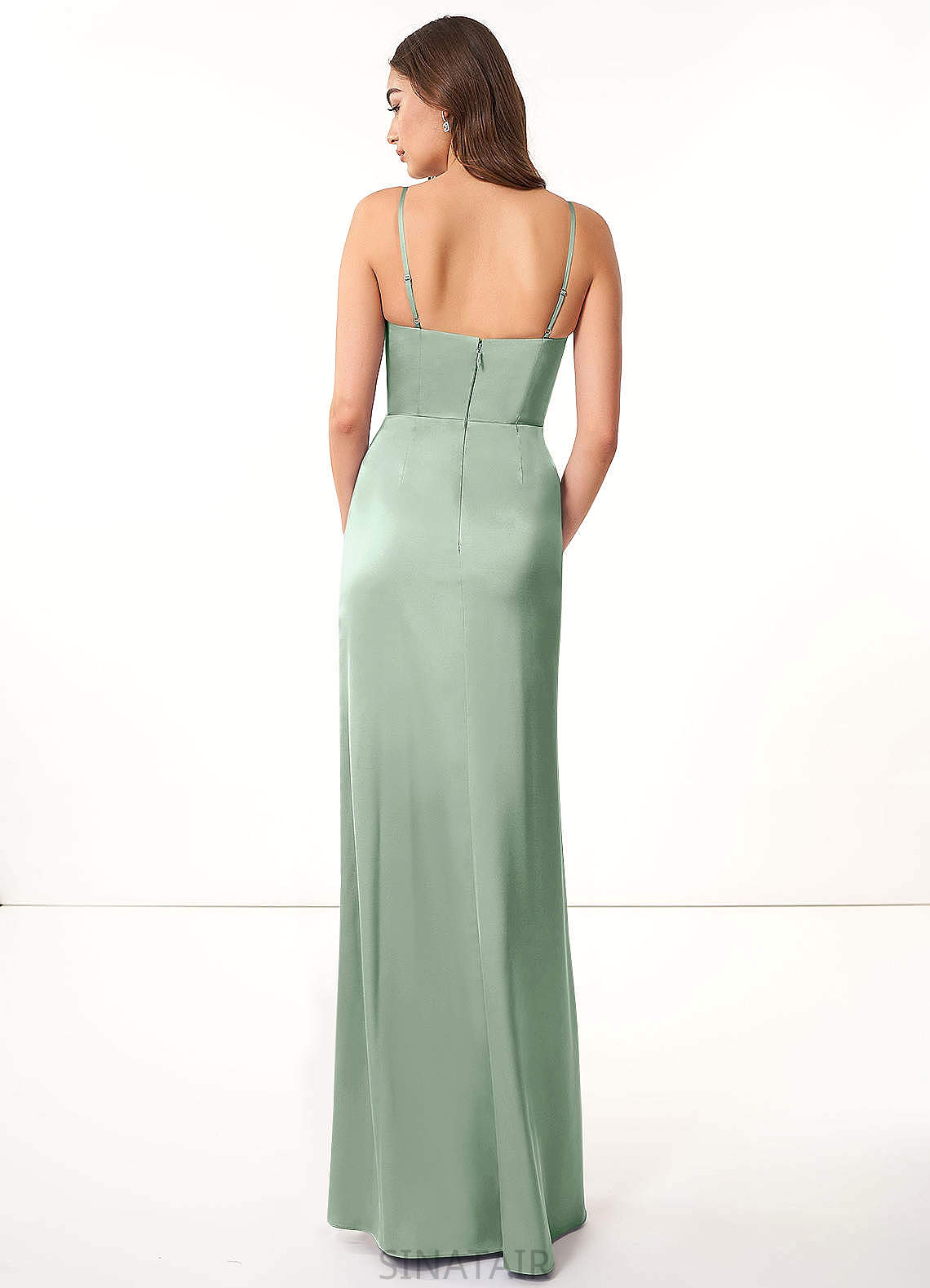 Aria Floor Length Sheath/Column Natural Waist Scoop Sleeveless Bridesmaid Dresses