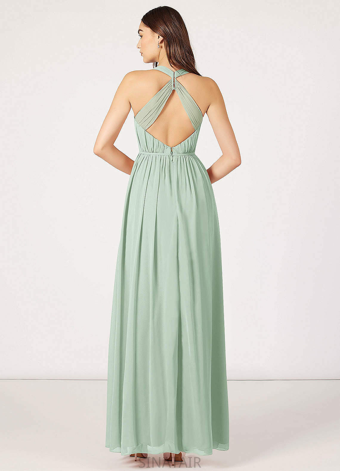 Willa Floor Length Trumpet/Mermaid Natural Waist Sleeveless Spandex Bridesmaid Dresses