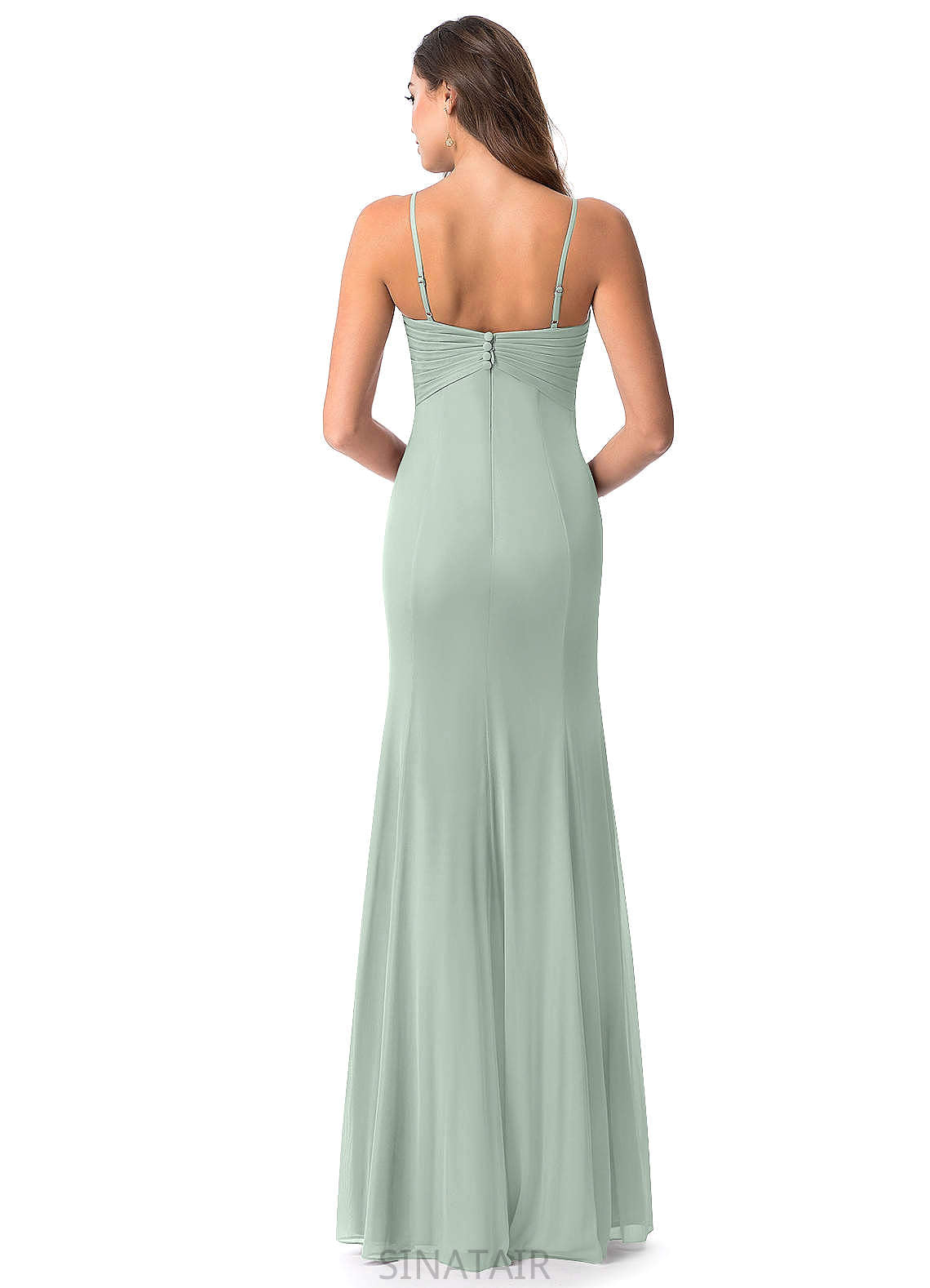 Aimee V-Neck Sleeveless Tulle A-Line/Princess Natural Waist Floor Length Bridesmaid Dresses