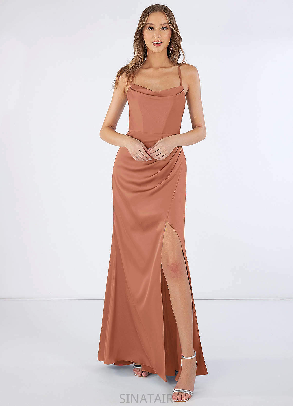 Cailyn Floor Length A-Line/Princess Spaghetti Staps Natural Waist Sleeveless Bridesmaid Dresses