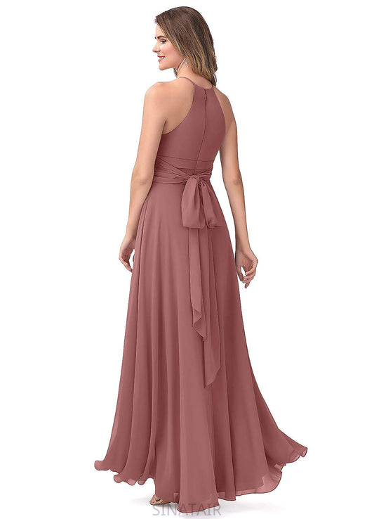 Georgia Sleeveless Floor Length V-Neck Natural Waist Trumpet/Mermaid Bridesmaid Dresses