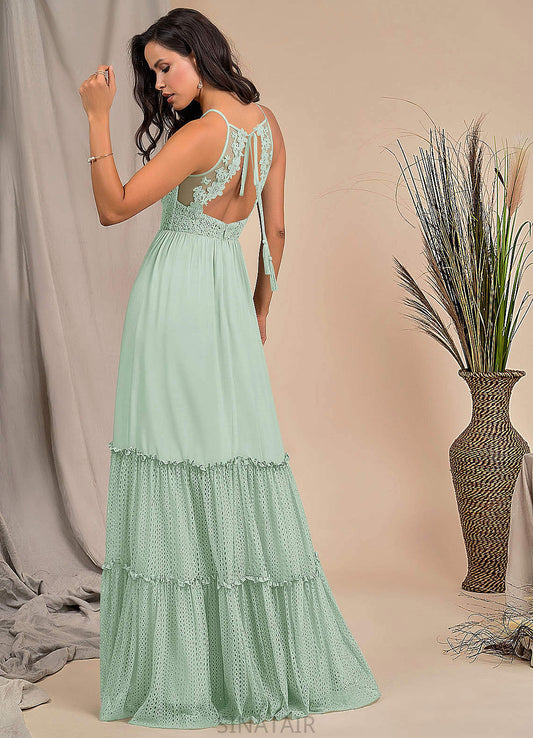 Mollie Natural Waist Spaghetti Staps Tea Length Sleeveless A-Line/Princess Bridesmaid Dresses