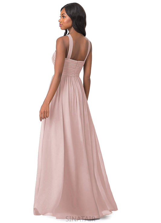 Persis Floor Length A-Line/Princess Sleeveless Spaghetti Staps Natural Waist Bridesmaid Dresses