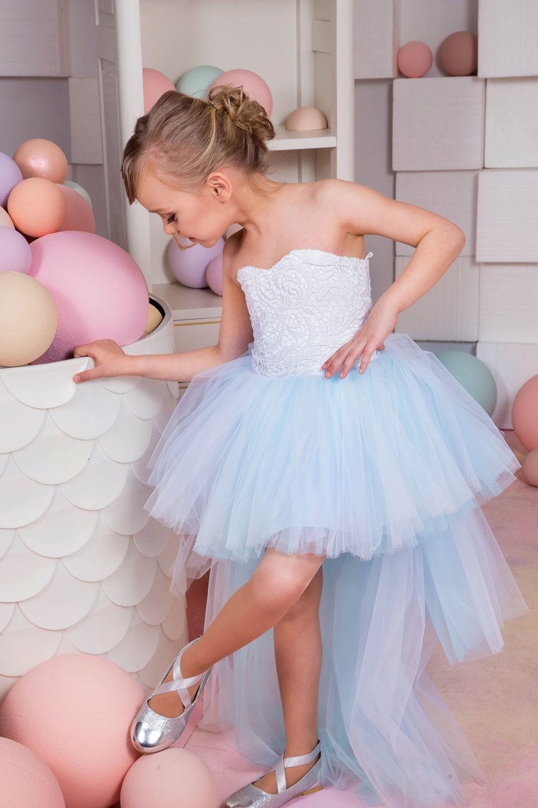 Sweetheart A Line Flower Girl Dresses Tulle & Lace Asymmetrical