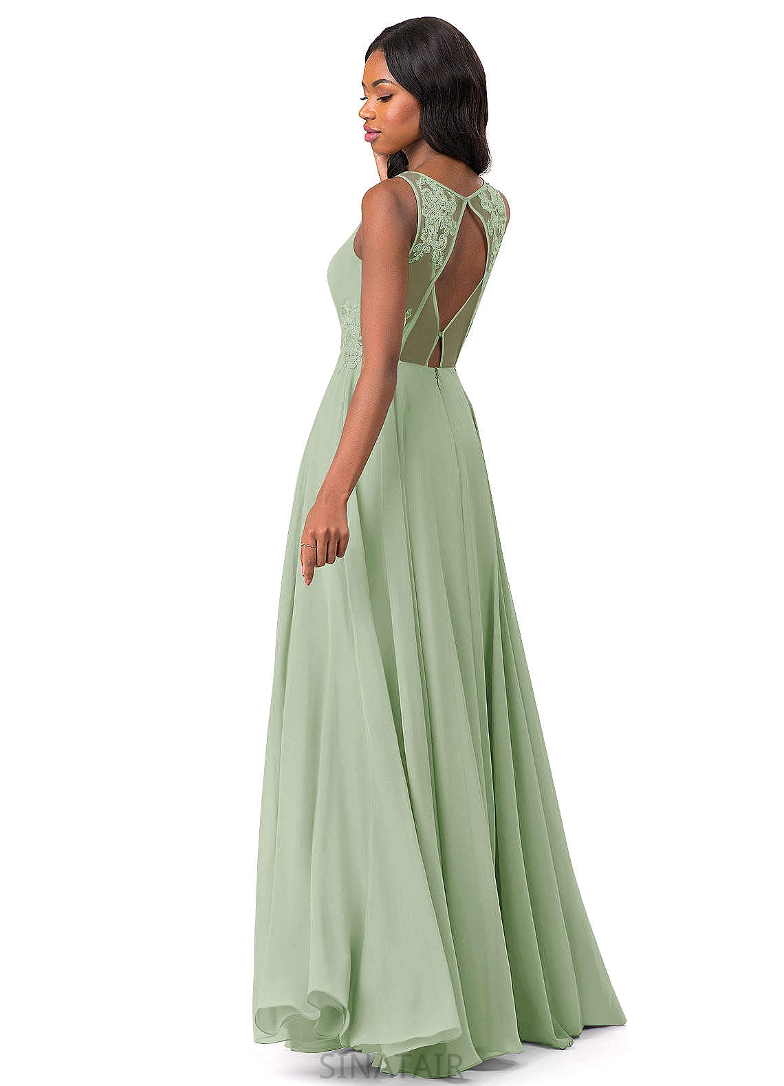 Ava High Low A-Line/Princess Natural Waist Short Sleeves V-Neck Bridesmaid Dresses