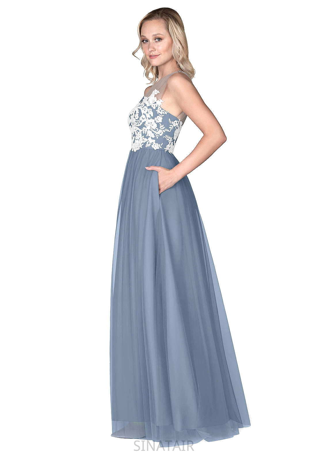 Tabitha Floor Length Spaghetti Staps Sleeveless Natural Waist A-Line/Princess Bridesmaid Dresses