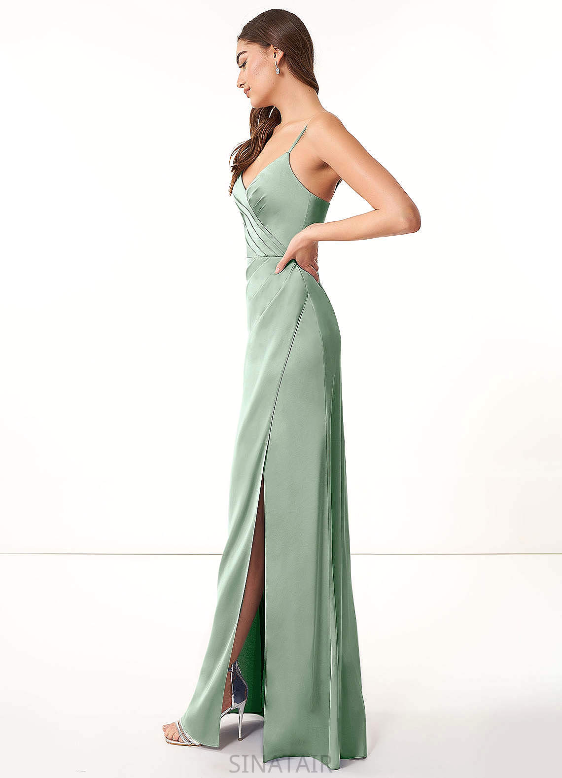 Aria Floor Length Sheath/Column Natural Waist Scoop Sleeveless Bridesmaid Dresses