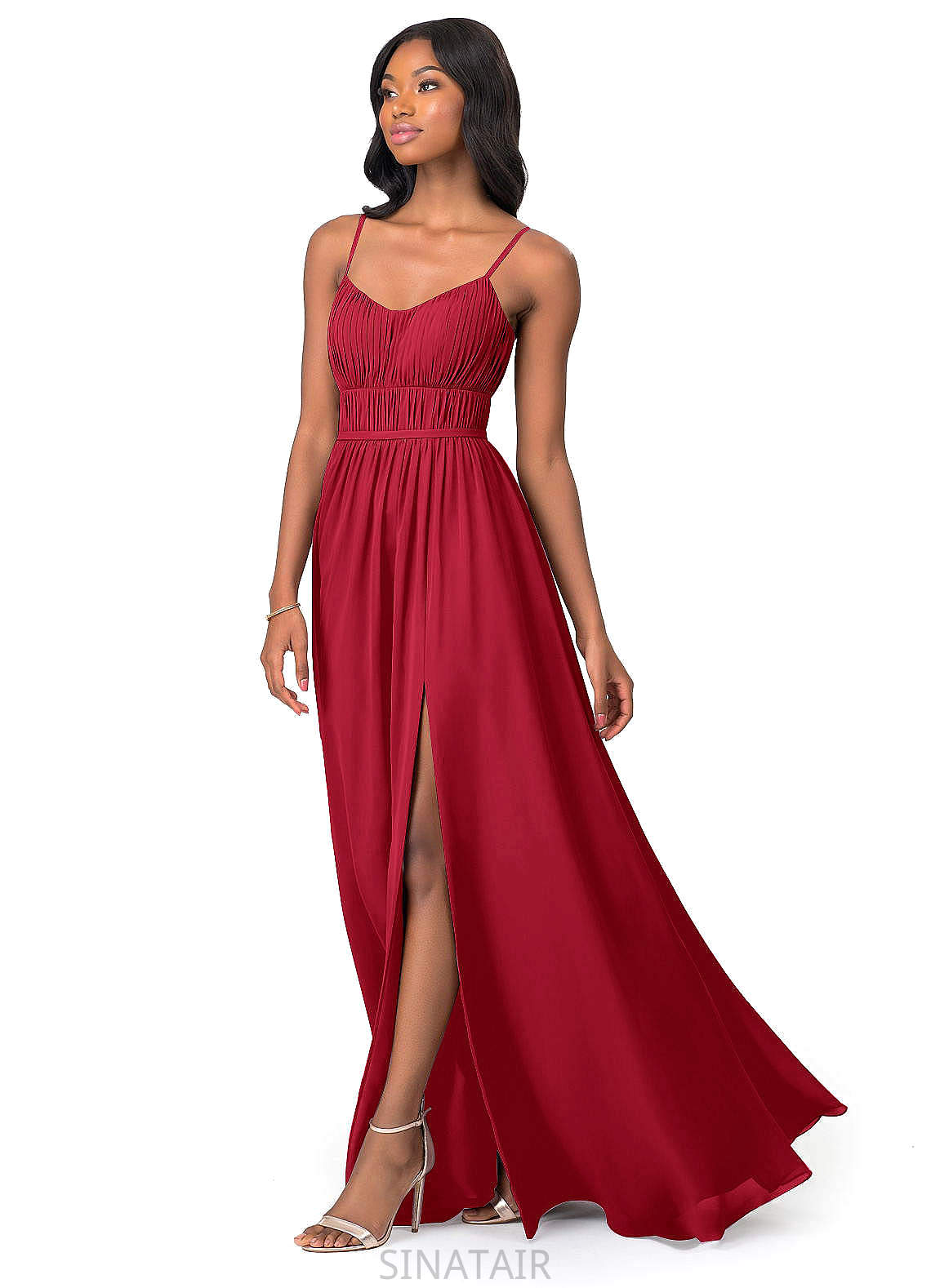 Sydnee A-Line/Princess V-Neck Natural Waist Floor Length Sleeveless Bridesmaid Dresses