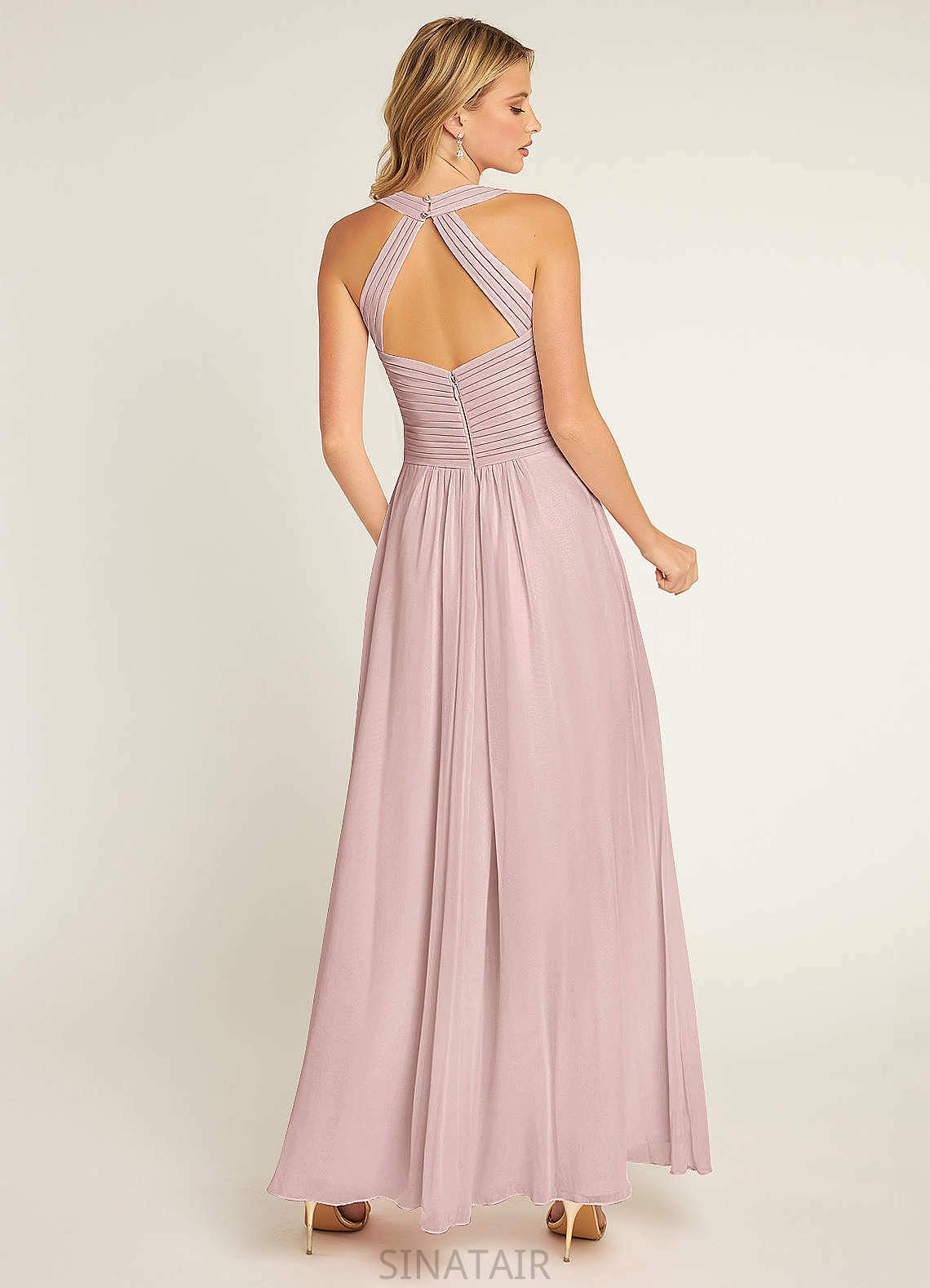 Dylan Sleeveless Floor Length A-Line/Princess Natural Waist Scoop Bridesmaid Dresses