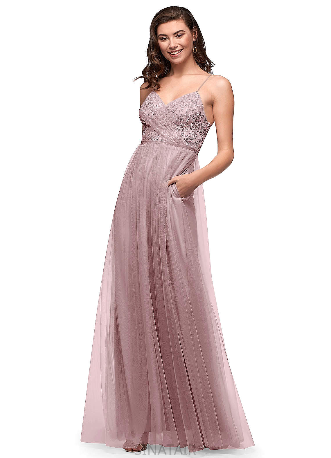 Trinity Natural Waist Floor Length One Shoulder Sleeveless Bridesmaid Dresses