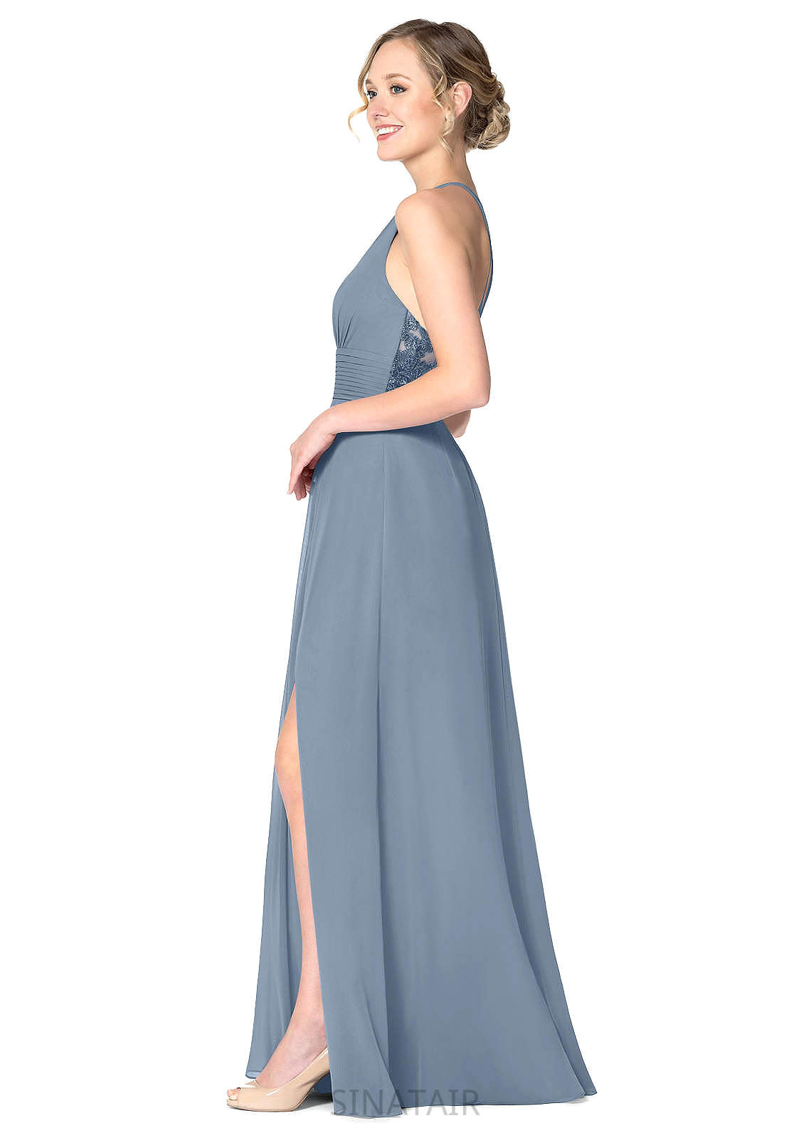 Cecelia Spaghetti Staps Natural Waist Sleeveless Satin Floor Length Trumpet/Mermaid Bridesmaid Dresses