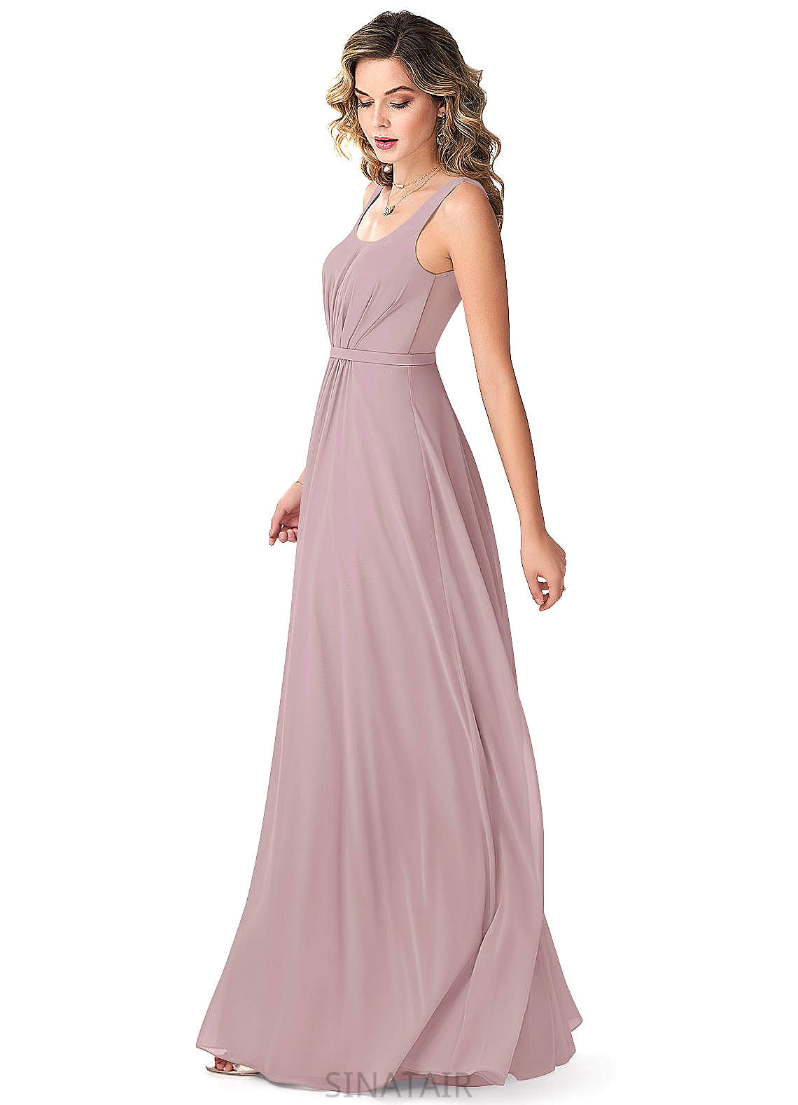 Luna Empire Waist Spaghetti Staps A-Line/Princess Sleeveless Floor Length Bridesmaid Dresses