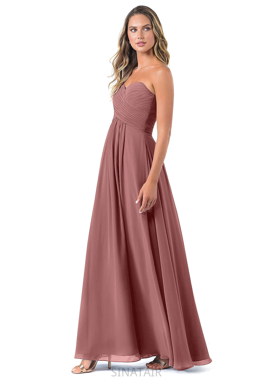 Micaela Natural Waist V-Neck A-Line/Princess Sleeveless Floor Length Bridesmaid Dresses