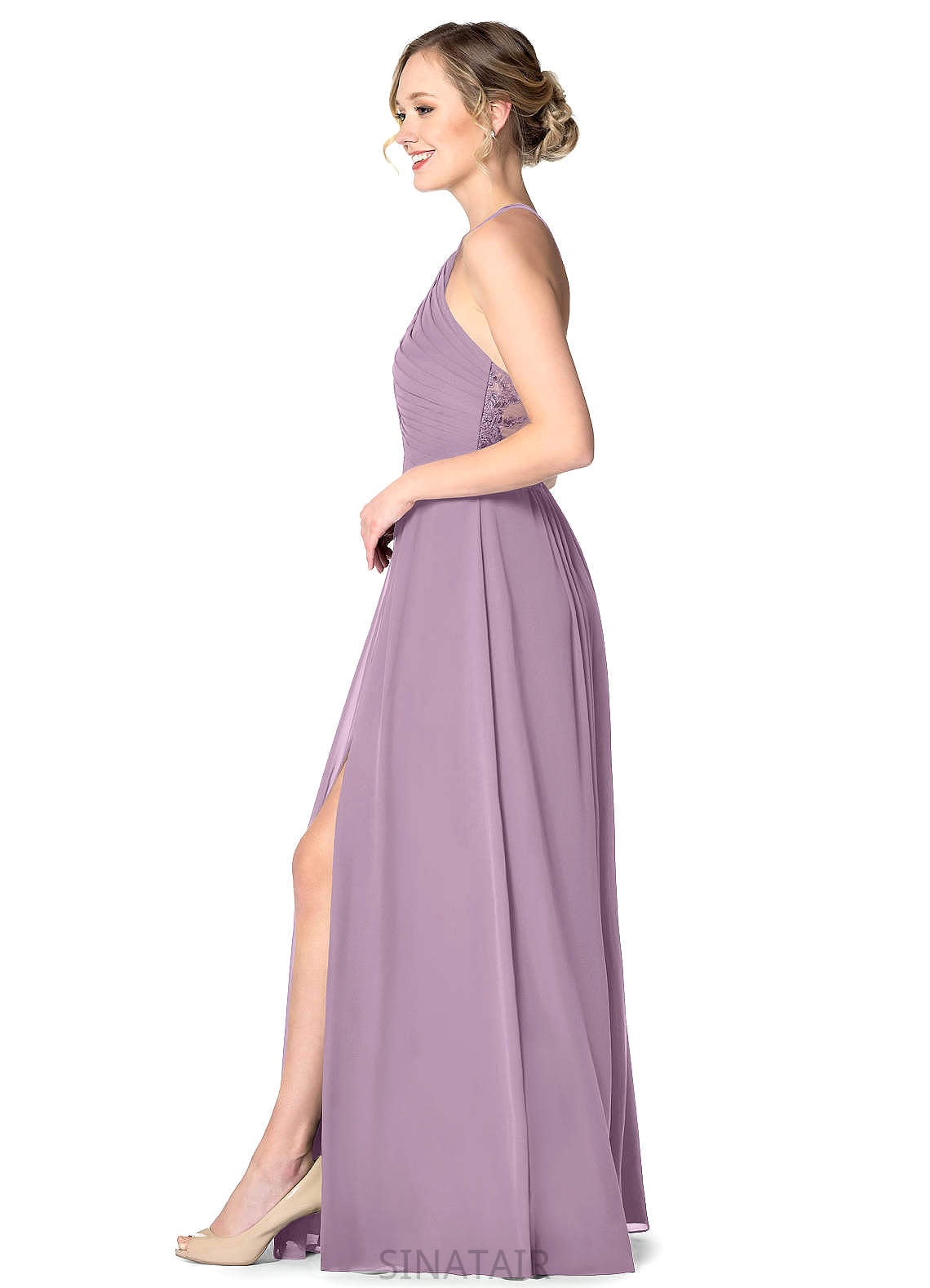 Myla A-Line/Princess Natural Waist Tea Length Half Sleeves V-Neck Bridesmaid Dresses