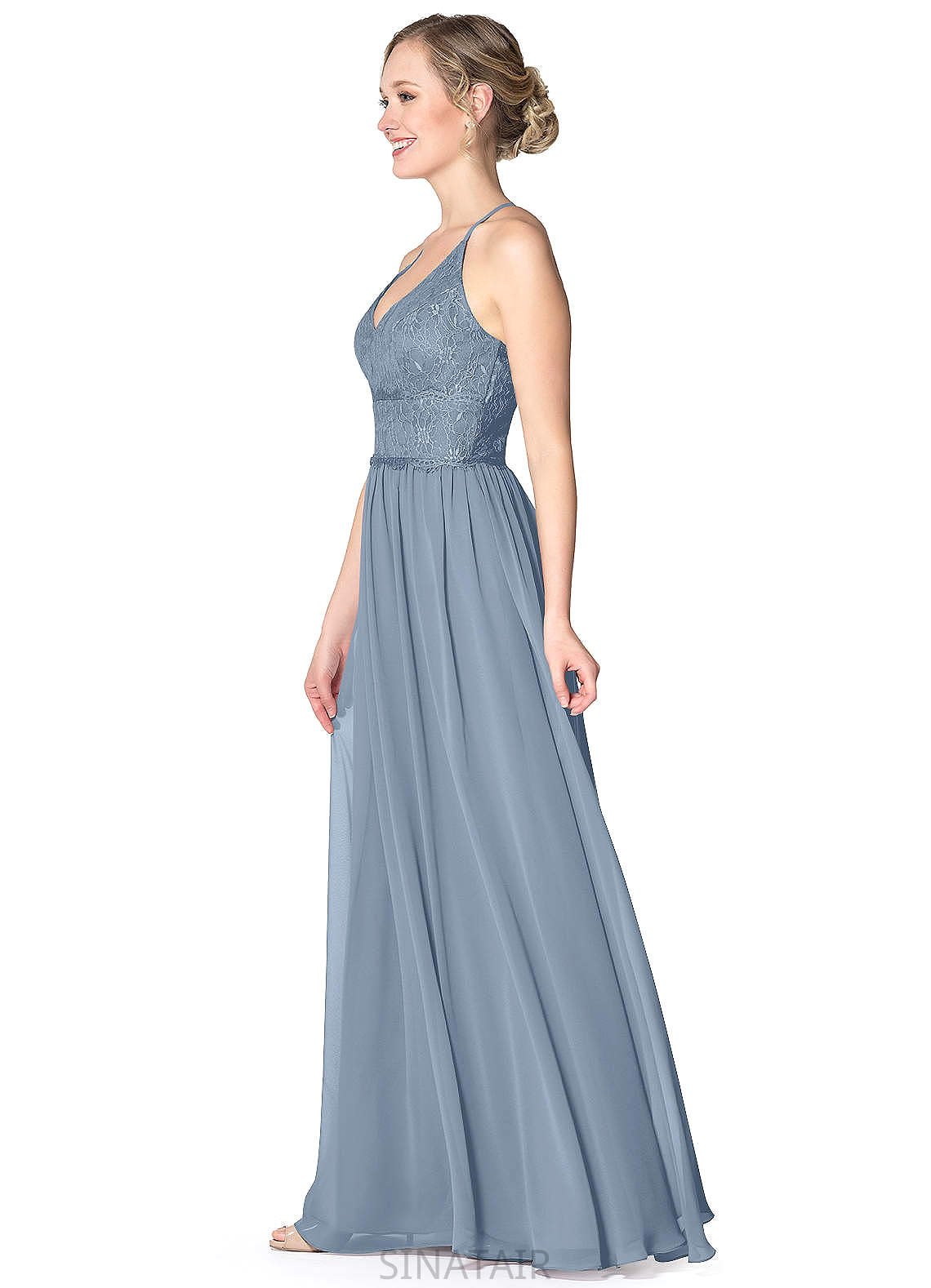 Bella A-Line/Princess V-Neck Floor Length Sleeveless Natural Waist Bridesmaid Dresses