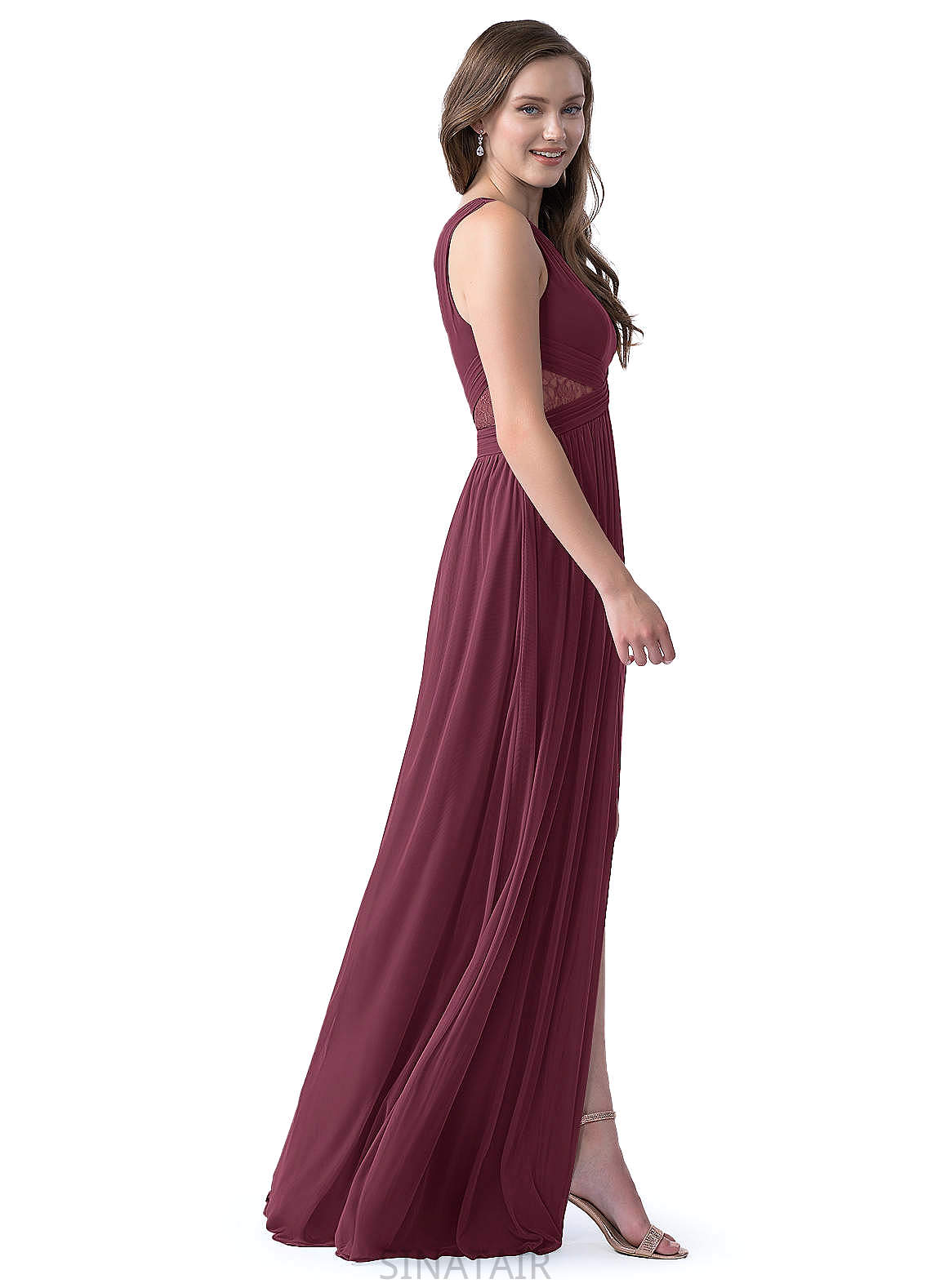 Catalina Natural Waist Floor Length Sleeveless V-Neck A-Line/Princess Bridesmaid Dresses