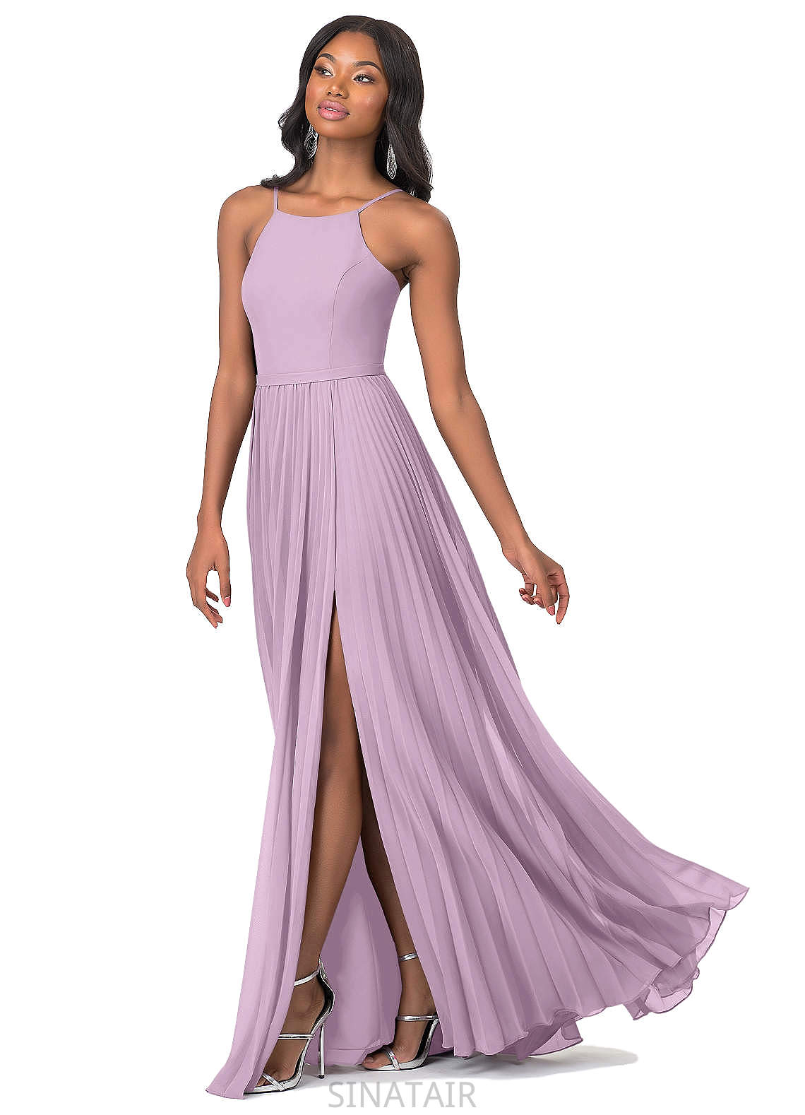 Marlie Spaghetti Staps Floor Length Sleeveless Natural Waist Trumpet/Mermaid Bridesmaid Dresses