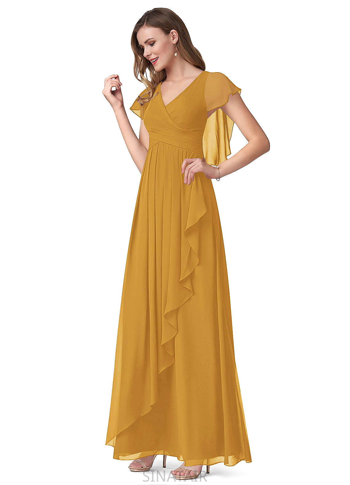 Olympia Spaghetti Staps Floor Length Velvet Trumpet/Mermaid Sleeveless Natural Waist Bridesmaid Dresses