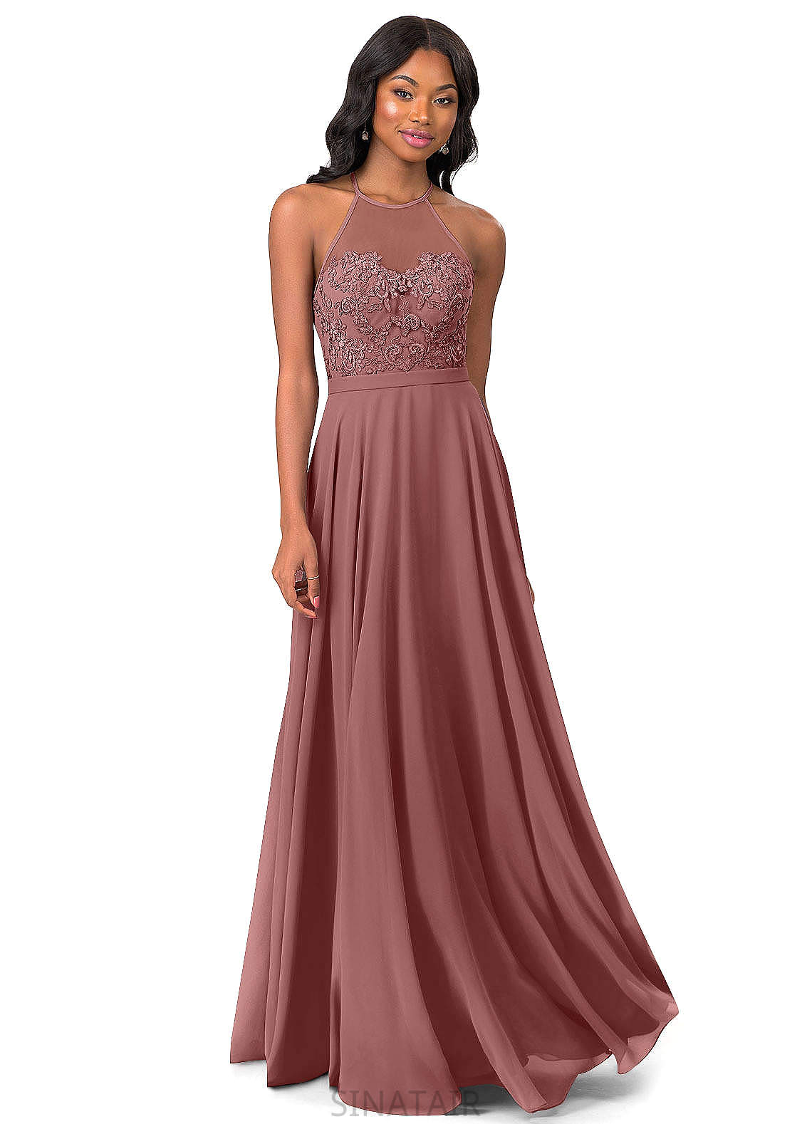 Lucia Natural Waist Sequins Sleeveless V-Neck Sheath/Column Floor Length Bridesmaid Dresses